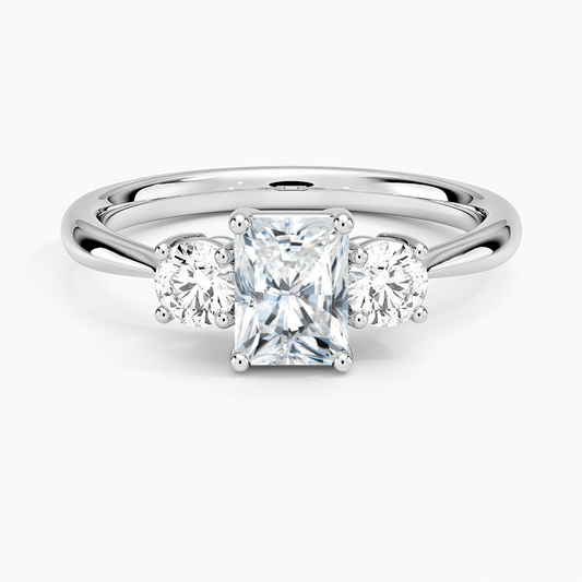 3/4 Radiant Lab Grown Diamond Three Stone Gold Ring