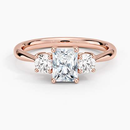 3/4 Radiant Lab Grown Diamond Three Stone Gold Ring