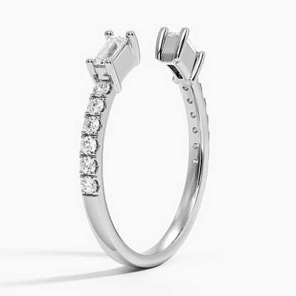 Baguette And Round Lab Grown Diamond Open Shank Wedding Band