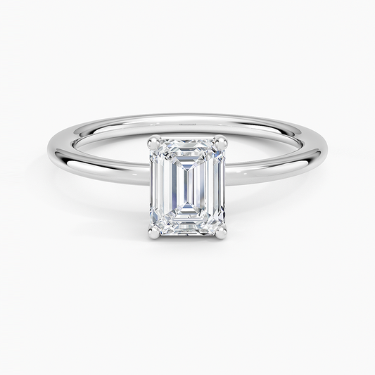 1Ct Emerald Lab Grown Diamond Gold Solitaire Ring