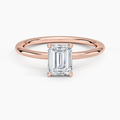 1Ct Emerald Lab Grown Diamond Gold Solitaire Ring