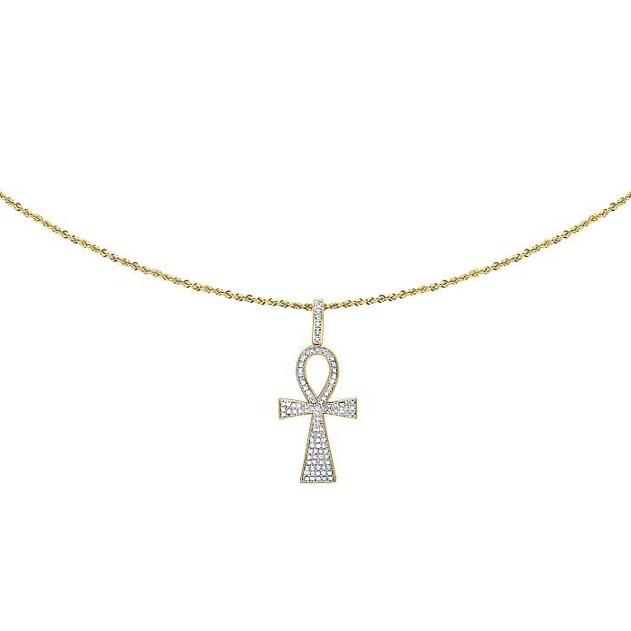 1.5 Inch Lab Grown Diamond Ankh Cross Pendant Charm