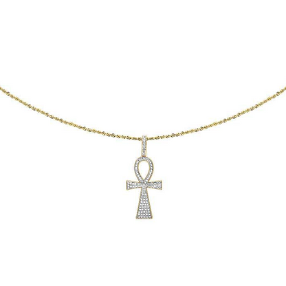 1.5 Inch Lab Grown Diamond Ankh Cross Pendant Charm