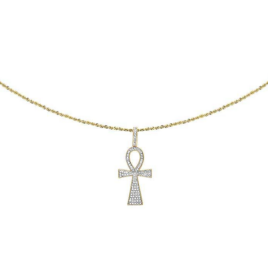 1.5 Inch Lab Grown Diamond Ankh Cross Pendant Charm