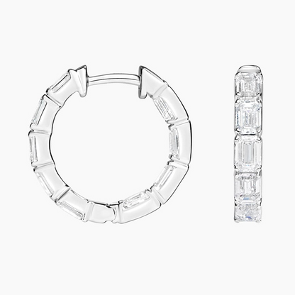 2.87 CTW Emerald Cut Lab Grown Diamond Hoop Earrings