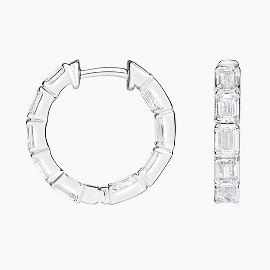 2.87 CTW Emerald Cut Lab Grown Diamond Hoop Earrings