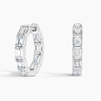 2.87 CTW Emerald Cut Lab Grown Diamond Hoop Earrings