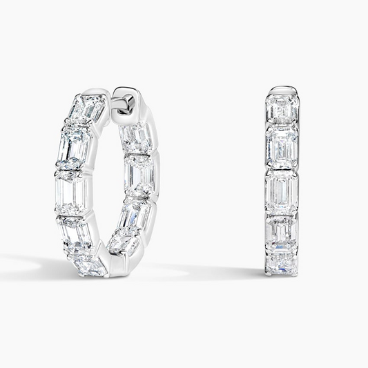2.87 CTW Emerald Cut Lab Grown Diamond Hoop Earrings