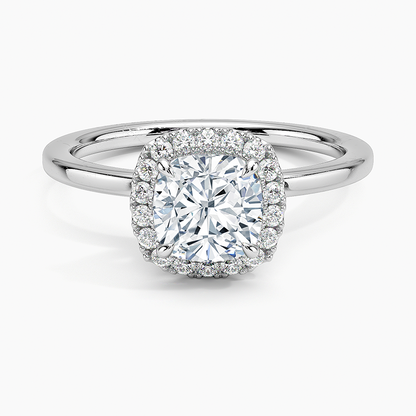 11/4Ct Cushion Lab Grown Diamond Gold Halo Engagement Ring