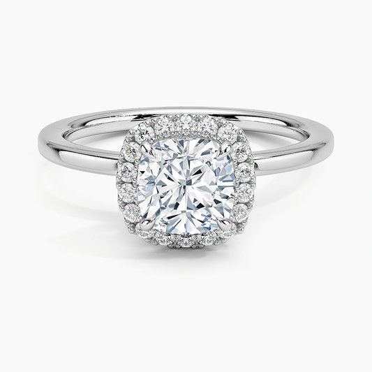 11/4Ct Cushion Lab Grown Diamond Gold Halo Engagement Ring