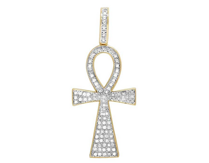 1.5 Inch Lab Grown Diamond Ankh Cross Pendant Charm