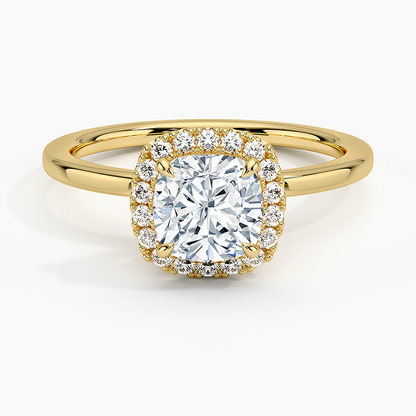 11/4Ct Cushion Lab Grown Diamond Gold Halo Engagement Ring