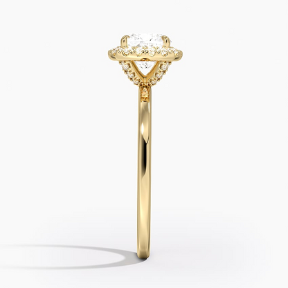 11/4Ct Cushion Lab Grown Diamond Gold Halo Engagement Ring