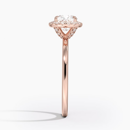 11/4Ct Cushion Lab Grown Diamond Gold Halo Engagement Ring