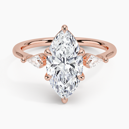 2Ct Marquise Lab Grown Diamond Gold Three Stone Ring