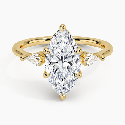 2Ct Marquise Lab Grown Diamond Gold Three Stone Ring