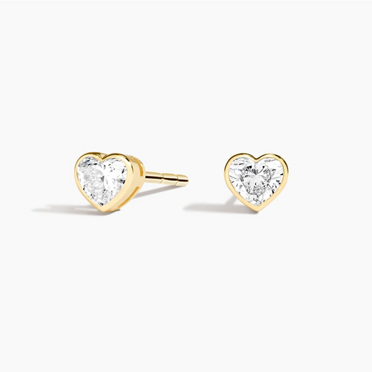 1/2 CTW Heart Shaped Lab Grown Diamond Bezel Stud Earrings