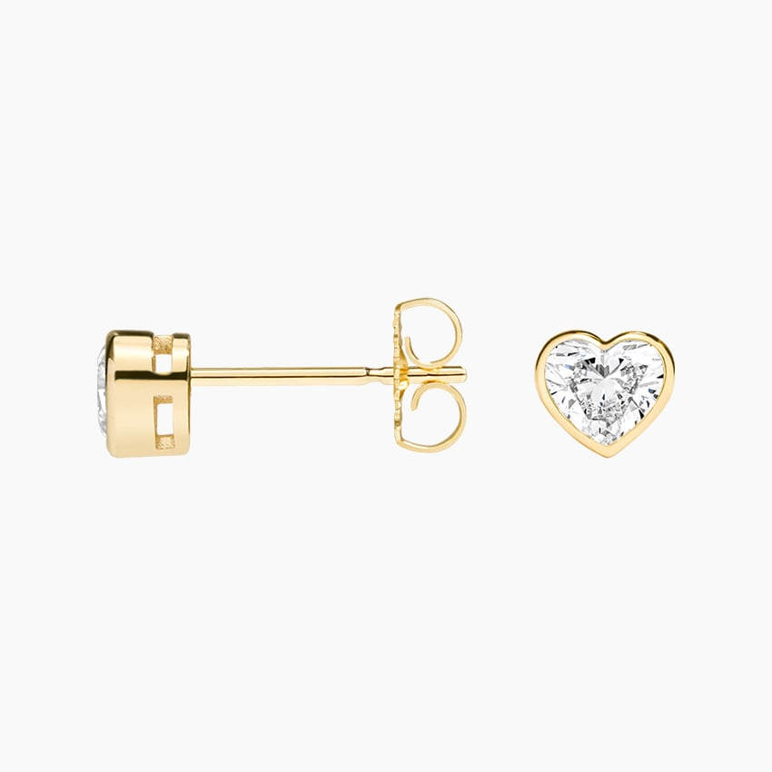 1/2 CTW Heart Shaped Lab Grown Diamond Bezel Stud Earrings