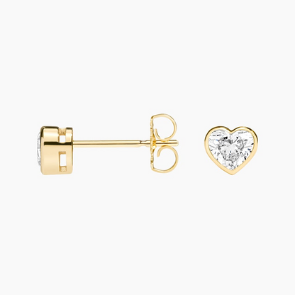 1/2 CTW Heart Shaped Lab Grown Diamond Bezel Stud Earrings