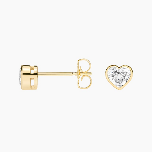 1/2 CTW Heart Shaped Lab Grown Diamond Bezel Stud Earrings