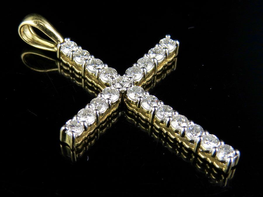 1.45 CTW Lab Grown Diamond One Row Solitaire Cross Pendant