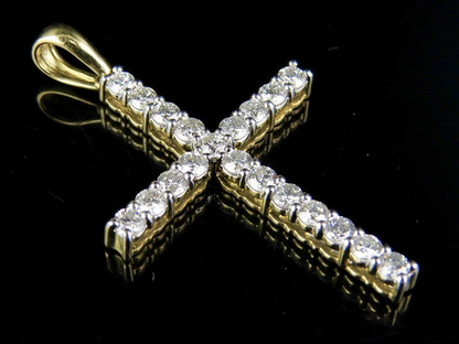 1.45 CTW Lab Grown Diamond One Row Solitaire Cross Pendant