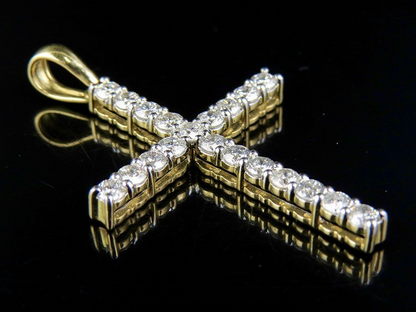 1.45 CTW Lab Grown Diamond One Row Solitaire Cross Pendant