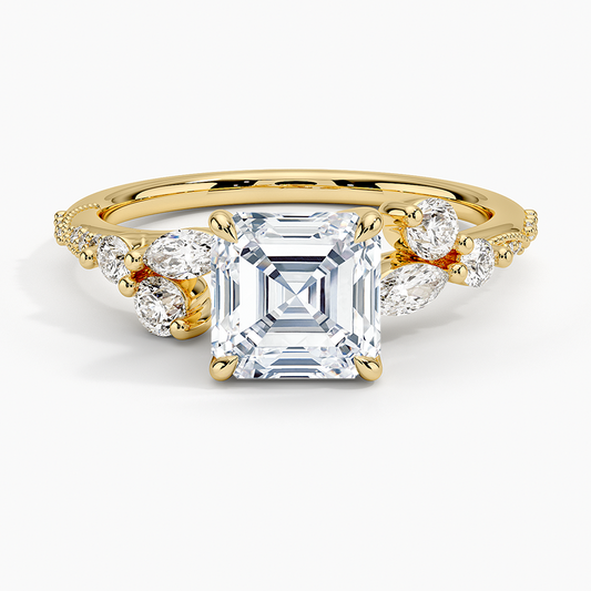 11/2Ct Asscher Lab Grown Diamond Gold Engagement Ring