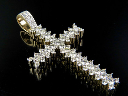 2.25 Inch Lab Grown Diamond Jagged Edge Solitaire Cross Pendant
