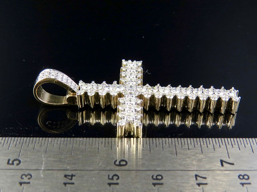 2.25 Inch Lab Grown Diamond Jagged Edge Solitaire Cross Pendant