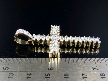 2.25 Inch Lab Grown Diamond Jagged Edge Solitaire Cross Pendant