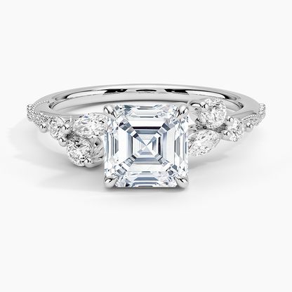 11/2Ct Asscher Lab Grown Diamond Gold Engagement Ring