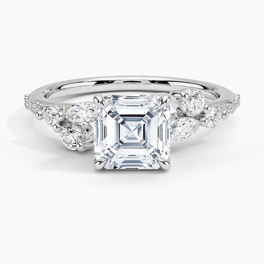 11/2Ct Asscher Lab Grown Diamond Gold Engagement Ring