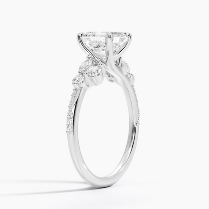 11/2Ct Asscher Lab Grown Diamond Gold Engagement Ring
