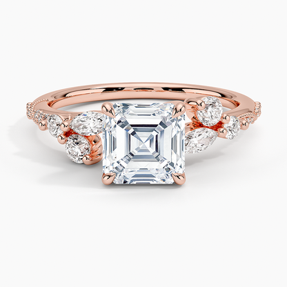 11/2Ct Asscher Lab Grown Diamond Gold Engagement Ring