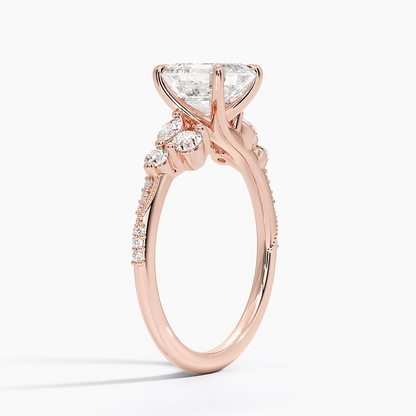 11/2Ct Asscher Lab Grown Diamond Gold Engagement Ring