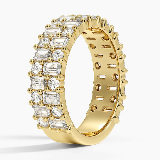 0.57CTW Round & Baguette Lab Grown Diamond Wedding Band