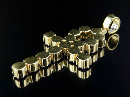 Solid 10k Lab Grown Diamond Egyptian Cluster Ankh Cross Pendant