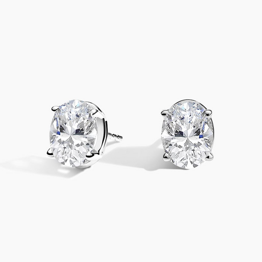 2 CTW Oval Lab Grown Diamond Stud Earrings