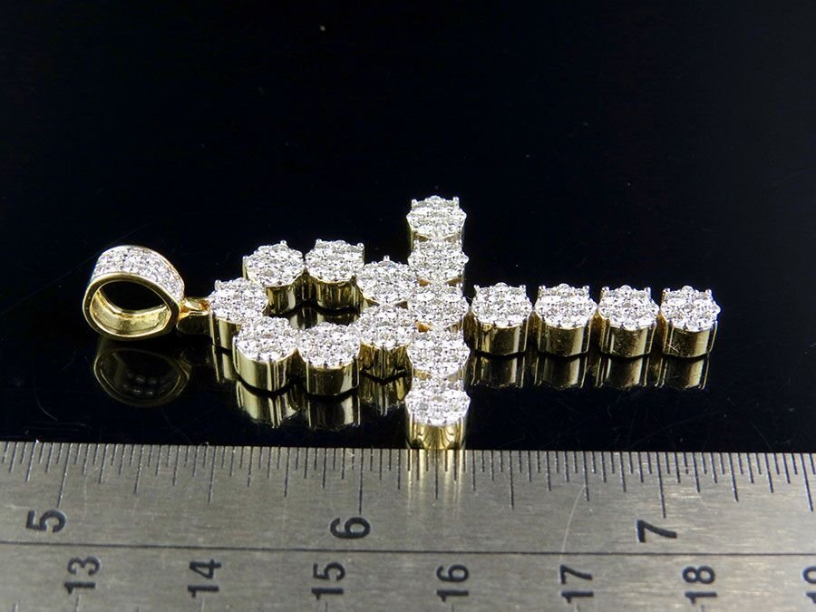 Solid 10k Lab Grown Diamond Egyptian Cluster Ankh Cross Pendant