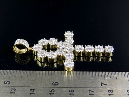 Solid 10k Lab Grown Diamond Egyptian Cluster Ankh Cross Pendant
