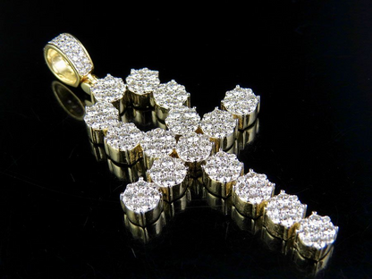 Solid 10k Lab Grown Diamond Egyptian Cluster Ankh Cross Pendant