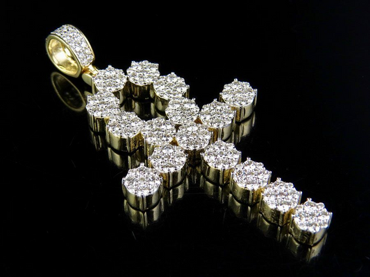 Solid 10k Lab Grown Diamond Egyptian Cluster Ankh Cross Pendant