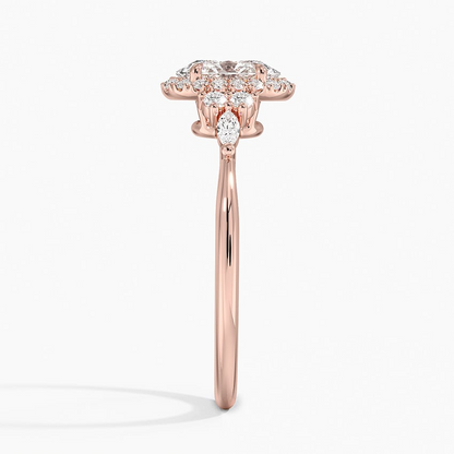 3/4Ct Oval Lab Grown Diamond Gold Halo Engagement Ring