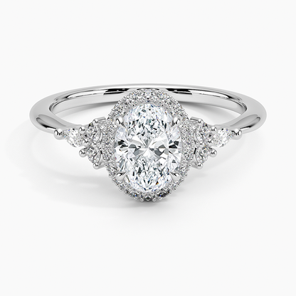 3/4Ct Oval Lab Grown Diamond Gold Halo Engagement Ring