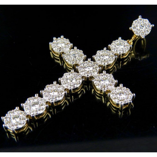 2 Inch Lab Grown Diamond Cluster Cross Pendant