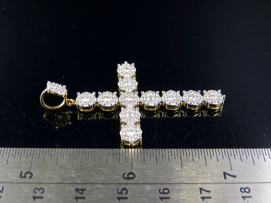 2 Inch Lab Grown Diamond Cluster Cross Pendant