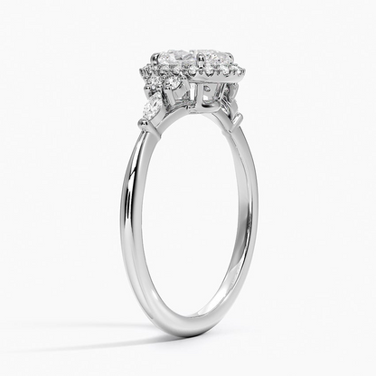 3/4Ct Oval Lab Grown Diamond Gold Halo Engagement Ring