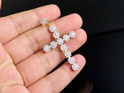 2 Inch Lab Grown Diamond Cluster Cross Pendant