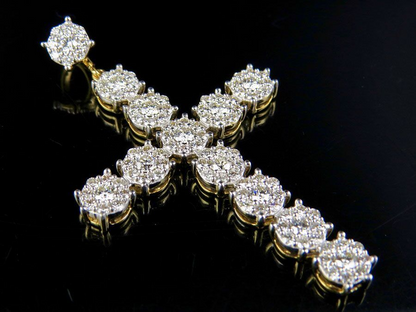 2 Inch Lab Grown Diamond Cluster Cross Pendant